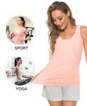 ROSYLINE Cotton Tank Tops with Shelf Bra Undershirts for Women Stretch Tanks Wide Strap Black/White/Pink L