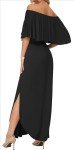 Off-The-Shoulder Black Maxi Dress with Pockets
