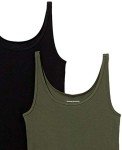 Amazon Essentials Women's Slim-Fit Thin Strap Tank, Pack of 2, Black/Charcoal Heather, Large