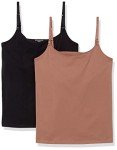 Amazon Essentials Women's Nursing Camisole, Pack of 2, Black/Brown, Medium