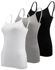 BQTQ 3 Pcs Basic Camisole for Women Tank Tops Adjustable Spaghetti Strap Tank Top Set for Girl