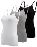 BQTQ 3 Pcs Basic Camisole for Women Tank Tops Adjustable Spaghetti Strap Tank Top Set for Girl