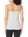Amazon Essentials Women's 4-Pack Slim-Fit Camisole, Black/White/Charcoal Heather/Light Grey Heather, Small