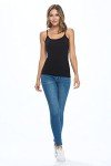 Natural Uniforms Women's Basic Camisole with Adjustable Spaghetti Strap Tank Top (Black, Large)
