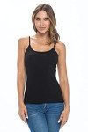 Natural Uniforms Women's Basic Camisole with Adjustable Spaghetti Strap Tank Top (Black, Large)
