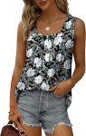 Fuyxxmer Womens Summer Tank Tops Loose Fit Pleated Square Neck Casual Sleeveless Shirt Flowy Tops