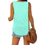 Famulily Casual Summer Beach Sleeveless V Neck Tank Tops for Women Ladies Plain Baggy Tunic Shirts(Light Green,XL)