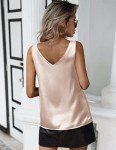 Zeagoo 2024 Summer Tank Tops for Women Casual V-neck Sleeveless Blouses Silk Satin Shirt Loose Fit Camisole