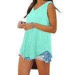 Famulily Casual Summer Beach Sleeveless V Neck Tank Tops for Women Ladies Plain Baggy Tunic Shirts(Light Green,XL)