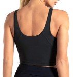 Wjustforu Women Sports Bra Yoga Tank Longline Padded Workout Crop Tank Top Fitness Workout Running Top (Medium, Black)