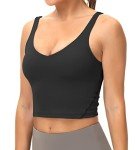 Dragon Fit Sports Bra for Women Longline Padded Yoga Bra Medium Impact Crop Tank Tops for Workout,Fitness,Running Black
