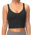 Dragon Fit Sports Bra for Women Longline Padded Yoga Bra Medium Impact Crop Tank Tops for Workout,Fitness,Running Black