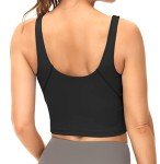 Dragon Fit Sports Bra for Women Longline Padded Yoga Bra Medium Impact Crop Tank Tops for Workout,Fitness,Running Black