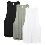 icyzone Workout Tank Tops for Women - Running Muscle Tank Sport Exercise Gym Yoga Tops Athletic Shirts(Pack of 3) (L, Black/White/Grey)