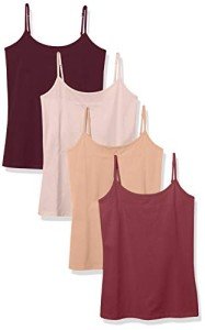 Amazon Essentials Women's 4-Pack Slim-Fit Camisole, Burgundy/Mauve/Nude/Light Pink, Medium