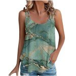Deal Of The Day Clearance Womens Floral Tank Tops Summer Trendy Sleeveless T Shirt Sexy Spaghetti Strap Camisole Tee 2024 New Eyelet Cami Tanks(Green,X-Large)