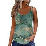 Deal Of The Day Clearance Womens Floral Tank Tops Summer Trendy Sleeveless T Shirt Sexy Spaghetti Strap Camisole Tee 2024 New Eyelet Cami Tanks(Green,X-Large)