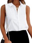 Zeagoo Womens Sleeveless Tank Tops Summer Basic Shirts Button Down Blouses White