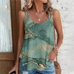 Deal Of The Day Clearance Womens Floral Tank Tops Summer Trendy Sleeveless T Shirt Sexy Spaghetti Strap Camisole Tee 2024 New Eyelet Cami Tanks(Green,X-Large)
