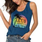 LINZEOO Womens Summer Beach Tank Top Lets Get Salty Holiday Sleeveless Vacation Vest Shirt