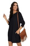 Casual Long Sleeve Round-Neck Dress with Pockets