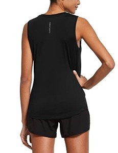 BALEFA Women's Workout Tank Tops Sleeveless Athletic Sport Shirts Gym Running Yoga Tops Black Size L