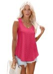 WIHOLL Womens Tank Tops for Women Summer Clothing Sleeveless Eyelet Embroidery Scoop Neck Loose Fit Casual Flowy Womens Tops Size 18-20 hot Pink