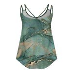 Deal Of The Day Clearance Womens Floral Tank Tops Summer Trendy Sleeveless T Shirt Sexy Spaghetti Strap Camisole Tee 2024 New Eyelet Cami Tanks(Green,X-Large)
