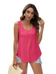 WIHOLL Womens Tank Tops for Women Summer Clothing Sleeveless Eyelet Embroidery Scoop Neck Loose Fit Casual Flowy Womens Tops Size 18-20 hot Pink