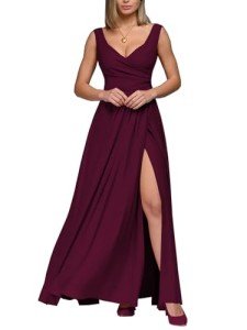 Elegant A-Wine Red Sleeveless Midi Cocktail Dress