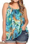 CHICALLURE Women Summer Cami Tank Tops Oversized Hawaiian Shirts Sleeveless Casual Loose Fit Blouse(Tie Dye Blue Green,3XL)