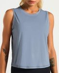 Dragon Fit Athletic Tank Tops for Women Sleeveless Workout Cool T-Shirt Running Short Tank Crop Tops (Small, Blue, s)
