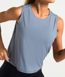 Dragon Fit Athletic Tank Tops for Women Sleeveless Workout Cool T-Shirt Running Short Tank Crop Tops (Small, Blue, s)