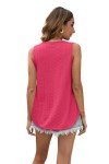 WIHOLL Womens Tank Tops for Women Summer Clothing Sleeveless Eyelet Embroidery Scoop Neck Loose Fit Casual Flowy Womens Tops Size 18-20 hot Pink