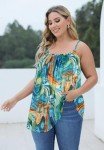 CHICALLURE Women Summer Cami Tank Tops Oversized Hawaiian Shirts Sleeveless Casual Loose Fit Blouse(Tie Dye Blue Green,3XL)