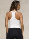 JJAI Womens Tank Tops Summer Racerback Workout Tops Gym Yoga V Neck Ribbed Basic Tops Crop Going Out Top White