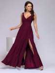 Elegant A-Wine Red Sleeveless Midi Cocktail Dress