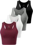 Cosy Pyro 4 Pack Cotton Crop Racerback Tank Tops for Women Basic Workout Crop Tanks Sleeveless Cropped Sport Shirts Black/Dark Gray/White/Wine M