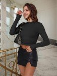 Kovbin Skims Top Women Basic Tops Long Sleeve Shirts Going Out Crop Tops Teen Girls Y2k Fall Clothes Outfits 2024 Black M