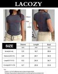 LACOZY Women's Basic Solid Crop Tops Short Sleeve Round Neck Shirt Workout Slim Fit T-Shirt Y2K White S
