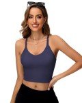 RIROW Tank Tops for Women Workout Going Out Tops Trendy Sexy Crop Racerback Casual Camisole Femme Tees Pale Navy L