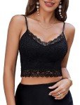 Avidlove Black Bralette Top Lingerie Floral Lace Bustier Backless Crop Top(Black,L)