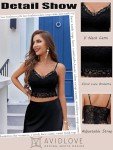 Avidlove Black Bralette Top Lingerie Floral Lace Bustier Backless Crop Top(Black,L)