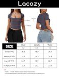 LACOZY Women's Square Neck Crop Top Sexy Short Sleeve T Shirts Cute Going Out Tops Y2k Basic Cropped Tee 2024 Black S