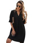 Summer V-Neck Flare Puff Sleeve Mini Dress