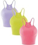 Sunzel Free to Be Tank, Ribbed Crop Tops for Women Summer Tank Tops Cute No pad Racerback Camisole Cropped Workout Gym Yoga Lilac Fragilesprout Gumpink(3pcs) M