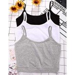 M-Aimee 3 Pieces Spaghetti Strap Tank Adjustable Camisole Top Crop Tank Top for Sports Yoga Sleeping (Black+Gray+White, Small)