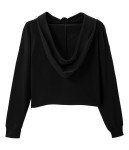 KISSMODA Women's Cropped Hoodies Long Sleeves Fleece Crop Top Drop Shoulder Drawstring Sweatshirt with Hood