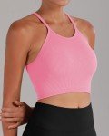 Sunzel Free to Be Tank, Ribbed Crop Tops for Women Summer Tank Tops Cute No pad Racerback Camisole Cropped Workout Gym Yoga Lilac Fragilesprout Gumpink(3pcs) M