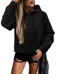 KISSMODA Women's Cropped Hoodies Long Sleeves Fleece Crop Top Drop Shoulder Drawstring Sweatshirt with Hood
